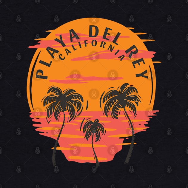 Playe Del Rey California Skull Sunset and Palm Trees by Eureka Shirts